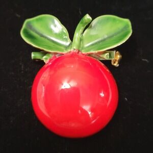 Vintage ORIGINAL BY ROBERT‎ Signed Enamel Red Fruit Brooch Pin